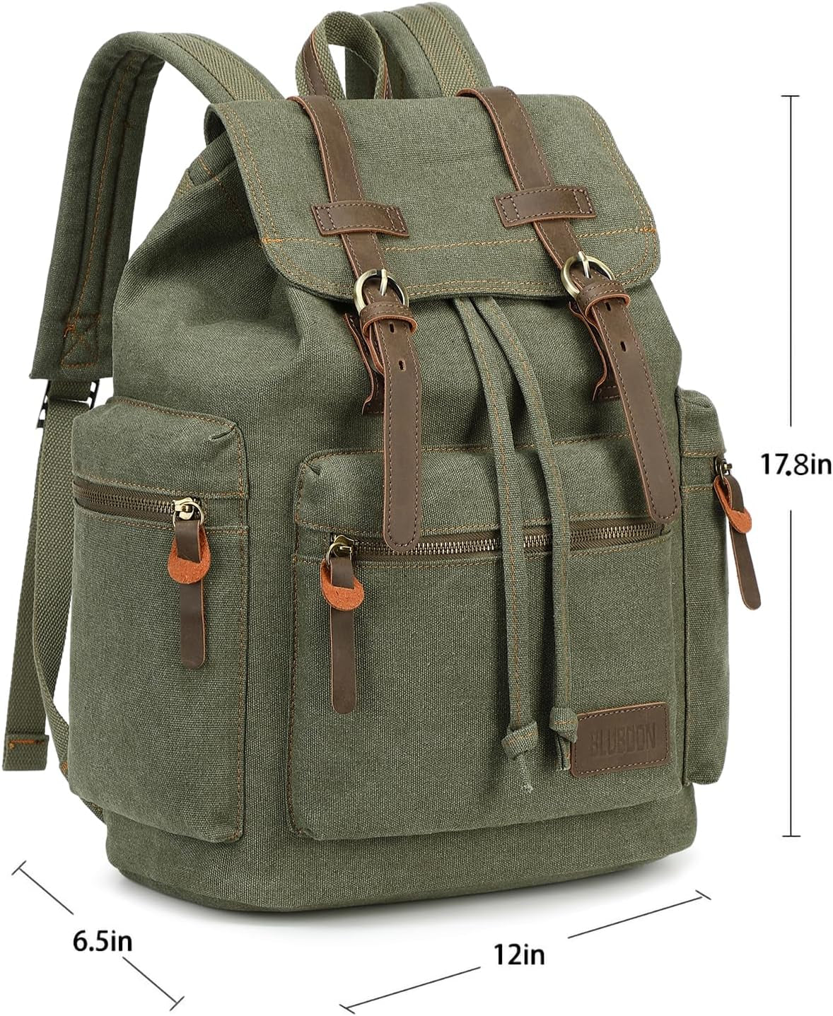 Vintage Leather-Trimmed Backpack for Men and Women - Casual Rucksack for Laptops and Travel
