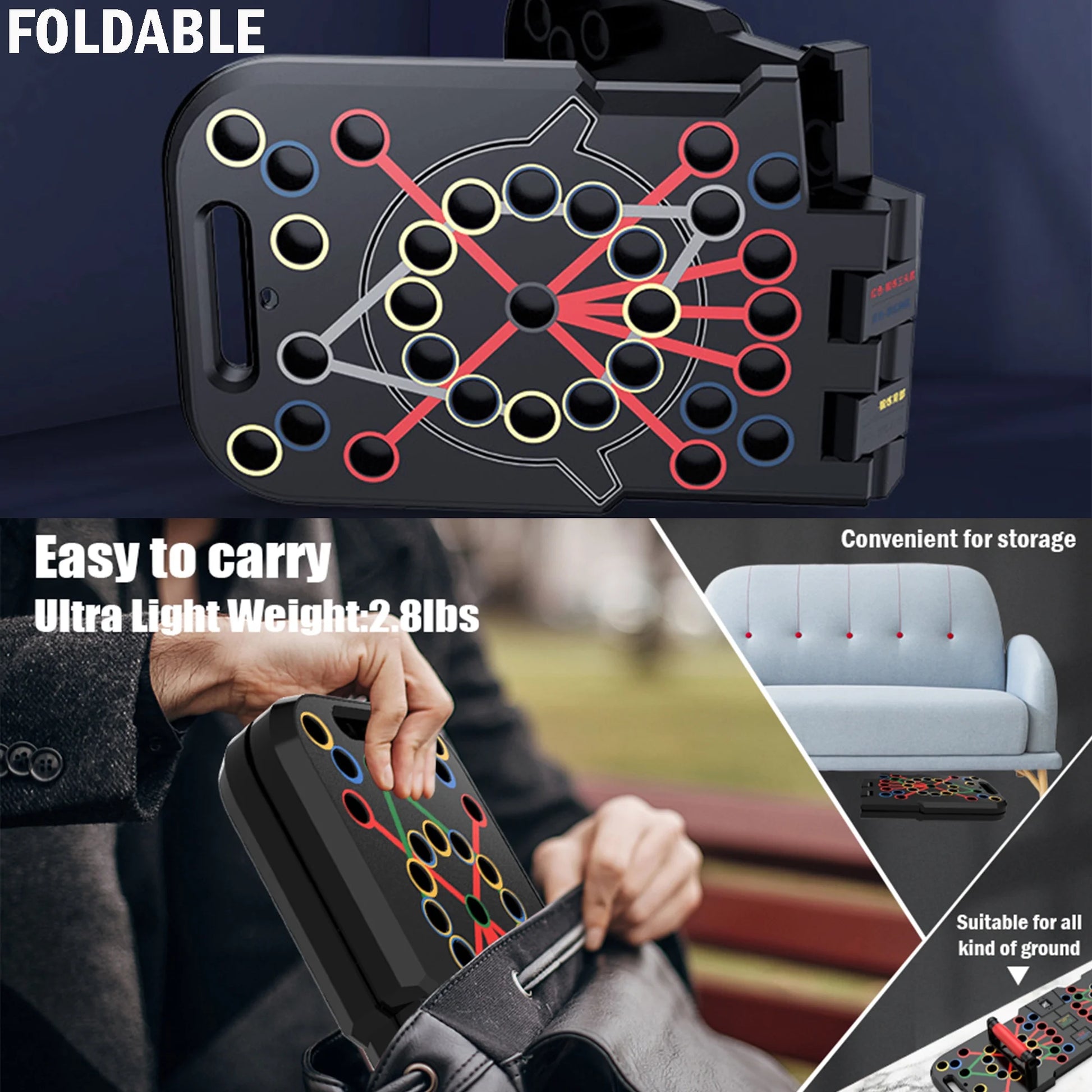 Professional Push-Up Board with Smart Counting Feature, Versatile 60-in-1 Foldable and Portable Push-Up Bar, Ergonomic Push-Up Handles for Home and Gym Strength Training Equipment for Men