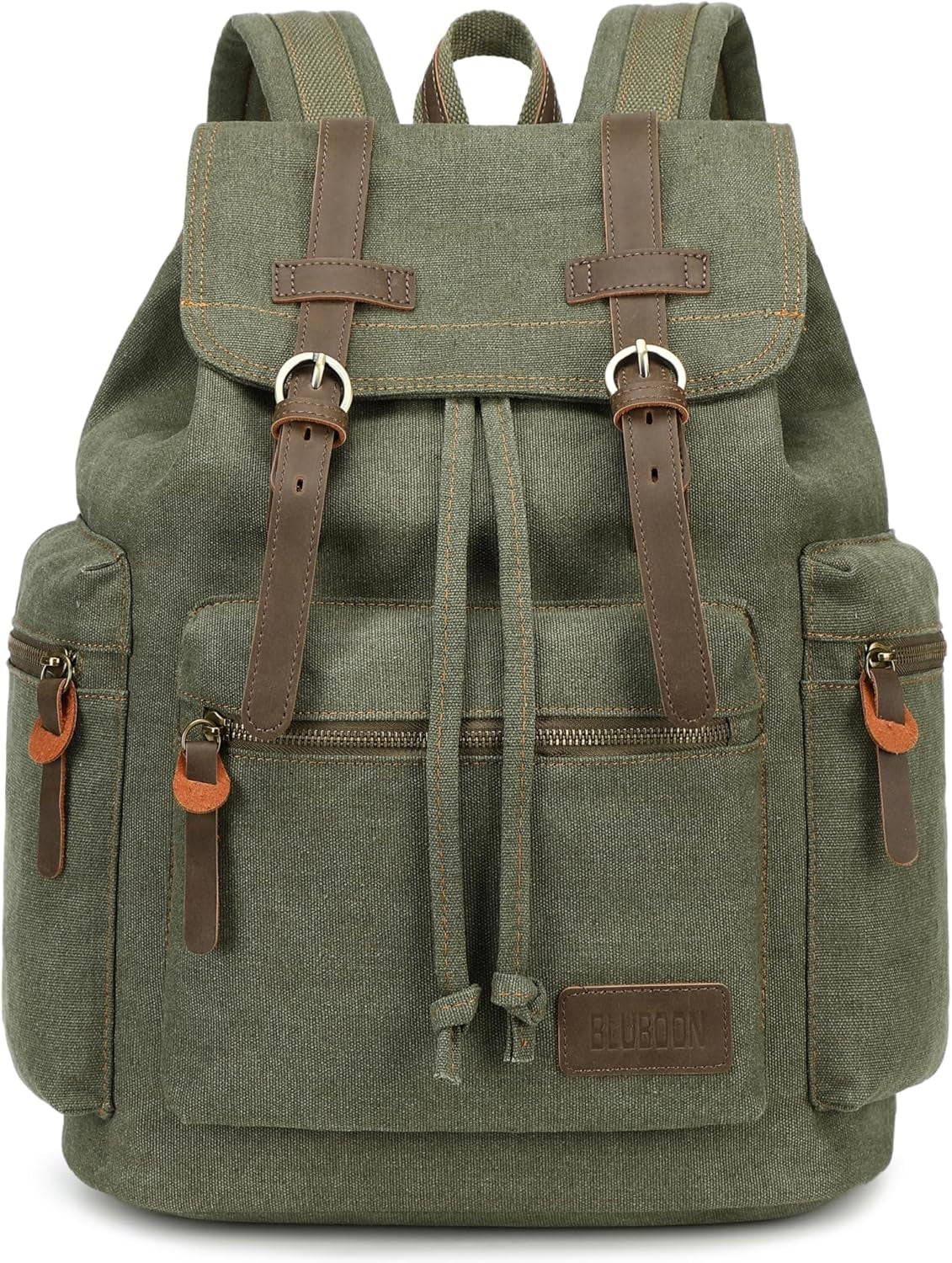 Vintage Leather-Trimmed Backpack for Men and Women - Casual Rucksack for Laptops and Travel