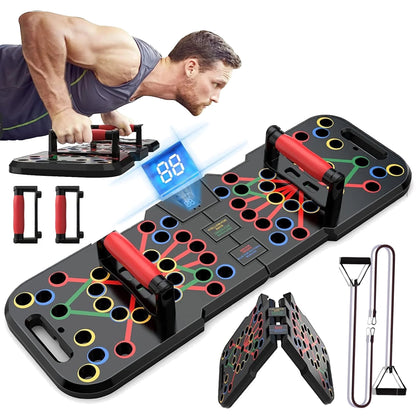 Professional Push-Up Board with Smart Counting Feature, Versatile 60-in-1 Foldable and Portable Push-Up Bar, Ergonomic Push-Up Handles for Home and Gym Strength Training Equipment for Men