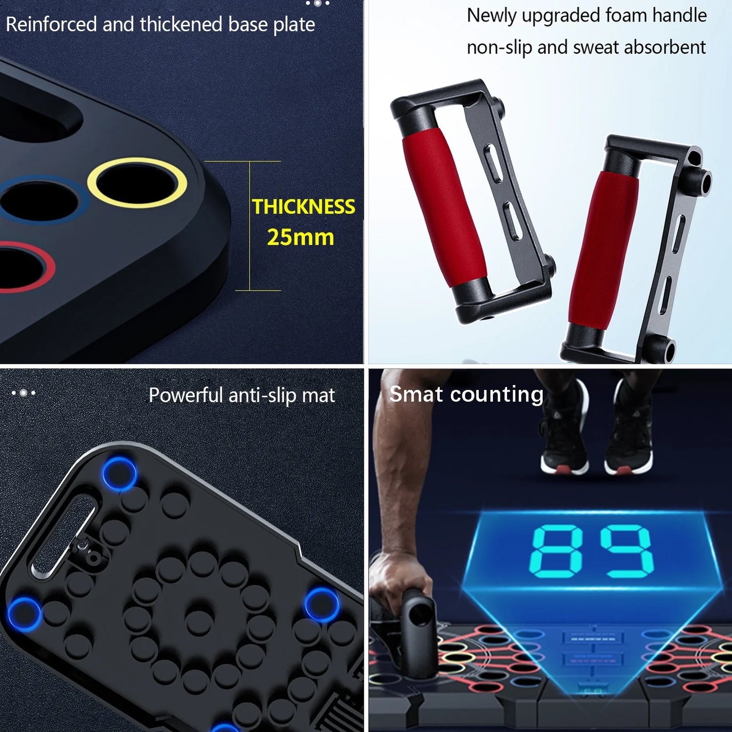 Professional Push-Up Board with Smart Counting Feature, Versatile 60-in-1 Foldable and Portable Push-Up Bar, Ergonomic Push-Up Handles for Home and Gym Strength Training Equipment for Men