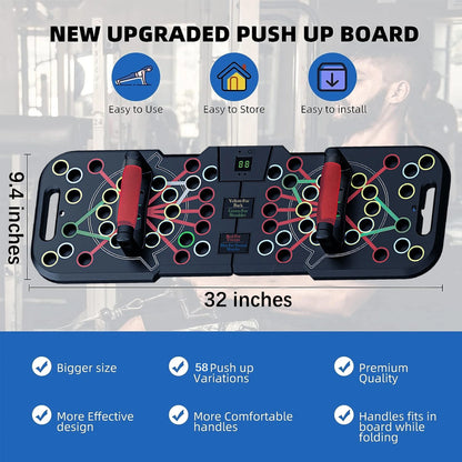Professional Push-Up Board with Smart Counting Feature, Versatile 60-in-1 Foldable and Portable Push-Up Bar, Ergonomic Push-Up Handles for Home and Gym Strength Training Equipment for Men