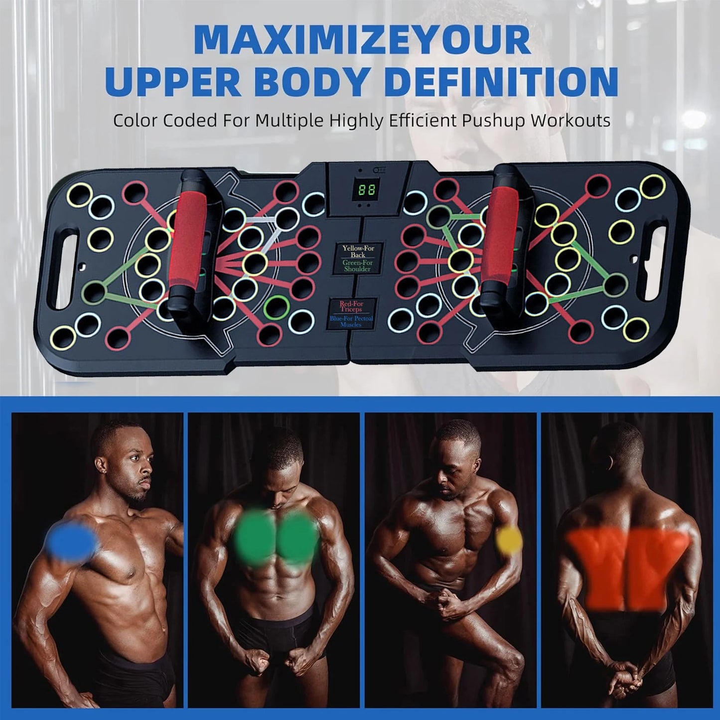 Professional Push-Up Board with Smart Counting Feature, Versatile 60-in-1 Foldable and Portable Push-Up Bar, Ergonomic Push-Up Handles for Home and Gym Strength Training Equipment for Men
